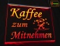 Preview: LED Werbeschild Angebotsschild Gravur "Kaffee zum Mitnehmen" Ladenschild Lichtwerbung Leuchtreklame Leuchtschild