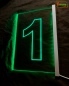Preview: LED Kassenschild Nummer "1" - Fahnenschild Kasse Kassenbeschilderung Leuchtschild mit Farbsteuerung Schalter