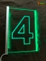 Mobile Preview: LED Kassenschild Nummer "4" - Fahnenschild Kasse Kassenbeschilderung Leuchtschild mit Farbsteuerung Schalter