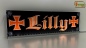 Preview: LED Namensschild Symbolik Gravur "Lilly" oder Wunschname in Frakturschrift Altdeutsch als Konturschnitt - Truckerschild Neonschild Leuchtschild
