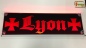 Preview: LED Namensschild Symbolik Eisernes Kreuz Gravur "Lyon" oder Wunschname auf Rechteckplatte - Truckerschild Neonschild Leuchtschild