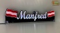 Preview: LED Namensschild Symbolik Flagge Österreich Gravur "Manfred" oder Wunschname + beliebige Fahne horizontal dreifarbig als Konturschnitt - Truckerschild Neonschild Leuchtschild