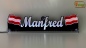 Preview: LED Namensschild Symbolik Flagge Österreich Gravur "Manfred" oder Wunschname + beliebige Fahne horizontal dreifarbig als Konturschnitt - Truckerschild Neonschild Leuchtschild