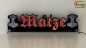 Preview: LED Namensschild Symbolik Mjölnir Thorshammer Gravur "Matze" oder Wunschname in Frakturschrift Altdeutsch als Konturschnitt - Truckerschild Neonschild Leuchtschild