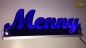 Preview: LED Wunschname Gravur "Menny" Namensschild Leuchtschild Truckerschild als Konturschnitt