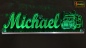 Preview: LED Namensschild Detailzeichnung Zirkustruck Gravur "Michael" oder Wunschname als Konturschnitt - Truckerschild Neonschild Leuchtschild