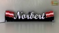 Preview: LED Namensschild Symbolik Flagge Österreich Gravur "Norbert" oder Wunschname + beliebige Fahne horizontal dreifarbig als Konturschnitt - Truckerschild Neonschild Leuchtschild