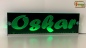 Mobile Preview: LED Namensschild Gravur "Oskar" oder Wunschname auf Rechteckplatte - Truckerschild Neonschild Leuchtschild