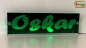 Preview: LED Namensschild Gravur "Oskar" oder Wunschname auf Rechteckplatte - Truckerschild Neonschild Leuchtschild