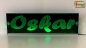 Preview: LED Namensschild Gravur "Oskar" oder Wunschname auf Rechteckplatte - Truckerschild Neonschild Leuchtschild