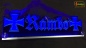 Mobile Preview: LED Namensschild Symbolik Gravur "Rambo" oder Wunschname als Konturschnitt - Truckerschild Neonschild Leuchtschild