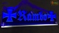 Preview: LED Namensschild Symbolik Gravur "Rambo" oder Wunschname als Konturschnitt - Truckerschild Neonschild Leuchtschild