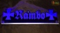 Mobile Preview: LED Namensschild Symbolik Gravur "Rambo" oder Wunschname als Konturschnitt - Truckerschild Neonschild Leuchtschild