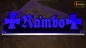 Preview: LED Namensschild Symbolik Gravur "Rambo" oder Wunschname als Konturschnitt - Truckerschild Neonschild Leuchtschild