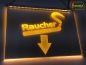 Preview: LED Hinweisschild Gravur "Raucher + beliebiger Pfeil" Info-Schild Signalschild Werbeschild Leuchtschild