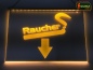 Preview: LED Hinweisschild Gravur "Raucher + beliebiger Pfeil" Info-Schild Signalschild Werbeschild Leuchtschild