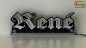 Preview: Ihr LED Wunschname "René" Altdeutsch Frakturschrift Namensschild Leuchtschild Truckerschild Konturschnitt