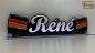 Preview: LED Namensschild Symbolik Flagge Deutschland BRD Gravur "René" oder Wunschname + beliebige Fahne horizontal dreifarbig als Konturschnitt - Truckerschild Neonschild Leuchtschild