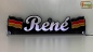 Preview: LED Namensschild Symbolik Flagge Deutschland BRD Gravur "René" oder Wunschname + beliebige Fahne horizontal dreifarbig als Konturschnitt - Truckerschild Neonschild Leuchtschild