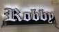 Mobile Preview: LED Namensschild Gravur "Robby" oder Wunschname in Frakturschrift Altdeutsch als Konturschnitt - Truckerschild Neonschild Leuchtschild