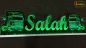 Preview: LED Namensschild Detailzeichnung Zugmaschine Gravur "Salah" oder Wunschname als Konturschnitt - Truckerschild Neonschild Leuchtschild