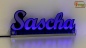 Mobile Preview: Ihr LED Wunschname "Sascha" Namensschild Leuchtschild Truckerschild