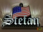 Preview: Ihr LED Wunschname "Stefan + US Flagge" Namensschild Leuchtschild Truckerschild