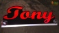 Mobile Preview: Ihr LED Wunschname "Tony" Namensschild Leuchtschild Truckerschild als Konturschnitt