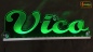 Preview: Ihr LED Wunschname "Vico" Namensschild Leuchtschild Truckerschild als Konturschnitt