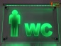 Preview: LED WC Schild "WC + Symbolik Mann" (Klosett Örtchen Toilette) Toilettenschild Wegweiser Leuchtschild