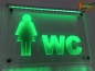 Preview: LED WC Schild "WC + Symbolik Frau" (Klosett Örtchen Toilette) Toilettenschild Wegweiser Leuchtschild