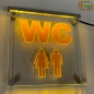 Preview: LED WC-Schild quadratisch "WC Damen Herren" Piktogramm (Klosett Örtchen Toilette) Toilettenschild Hinweisschild Wegweiser Leuchtschild