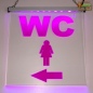 Preview: LED WC-Schild quadratisch "WC Damen Frauen weiblich + beliebiger Pfeil" (Klosett Örtchen Toilette) Toilettenschild Hinweisschild Wegweiser Leuchtschild