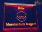 Preview: LED Leuchtschild Gesundheitswesen Medizin Sanität Gravur "Bitte Mundschutz tragen!" Coronaviren Infektion Hygiene Hinweisschild Signalschild Warnschild Warnzeichen