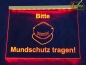 Preview: LED Leuchtschild Gesundheitswesen Medizin Sanität Gravur "Bitte Mundschutz tragen!" Coronaviren Infektion Hygiene Hinweisschild Signalschild Warnschild Warnzeichen
