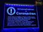 Preview: LED Leuchtschild Gesundheitswesen Medizin Sanität Gravur "Schutzmaßnahmen vor Coronaviren" Infektion Hygiene Hinweisschild Signalschild Warnschild Warnzeichen