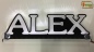 Preview: Ihr LED Wunschname "ALEX" Namensschild Leuchtschild Truckerschild Großbuchstaben als Konturschnitt