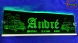 Preview: LED Namensschild Detailzeichnung Zugmaschine Gravur "André plus Kindernamen" oder Wunschname auf Rechteckplatte - Truckerschild Neonschild Leuchtschild