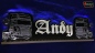 Preview: LED Namensschild Detailzeichnung Zugmaschine Gravur "Andy" oder Wunschname als Konturschnitt - Truckerschild Neonschild Leuchtschild