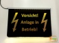 Preview: LED Warnschild Gravur “ Vorsicht! Anlage in Betrieb! " Info-Schild Signalschild Industrieschild Leuchtschild