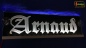Preview: LED Namensschild Gravur "Arnaud" oder Wunschname in Frakturschrift Altdeutsch auf Rechteckplatte - Truckerschild Neonschild Leuchtschild