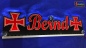 Preview: LED Namensschild Symbolik Eisernes Kreuz Gravur "Bernd" oder Wunschname als Konturschnitt - Truckerschild Neonschild Leuchtschild