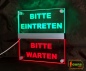 Preview: LED Hinweisschild " Bitte eintreten - Bitte warten ", Farbmodi getrennt steuerbar grün - rot. Wegweiser Leuchtschild Türschild