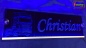 Mobile Preview: LED Namensschild Detailzeichnung Zugmaschine Gravur "Christian" oder Wunschname auf Rechteckplatte - Truckerschild Neonschild Leuchtschild