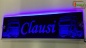 Preview: LED Namensschild Detailzeichnung Zugmaschine Gravur "Clausi" oder Wunschname auf Rechteckplatte - Truckerschild Neonschild Leuchtschild