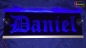 Mobile Preview: LED Namensschild Gravur "Daniel" oder Wunschname in Frakturschrift Oldenglish auf Rechteckplatte - Truckerschild Neonschild Leuchtschild