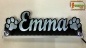 Preview: LED Namensschild Symbolik Tatze Gravur "Emma" oder Wunschname als Konturschnitt - Truckerschild Neonschild Leuchtschild