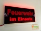 Preview: LED Leuchtschild, Warnschild, Einsatzschild " Feuerwehr im Einsatz" Gravur