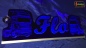 Preview: LED Namensschild Detailzeichnung Zugmaschine Gravur "Flo" oder Wunschname als Konturschnitt - Truckerschild Neonschild Leuchtschild