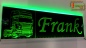 Preview: LED Namensschild Detailzeichnung Zugmaschine Gravur "Frank" oder Wunschname auf Rechteckplatte - Truckerschild Neonschild Leuchtschild